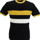Schwarzer Herren-T-Shirt-Pullover mit Streifen vorne und Waffelmuster Ska & Soul