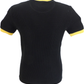 Schwarzer Herren-T-Shirt-Pullover mit Streifen vorne und Waffelmuster Ska & Soul