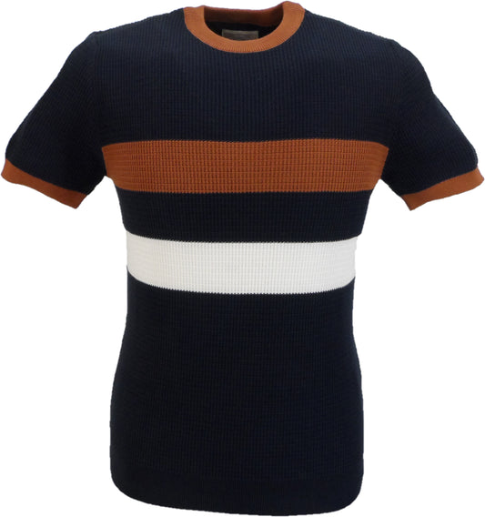 Jersey tipo gofre con rayas delanteras en azul marino Ska & Soul para hombre