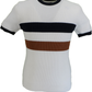 Camiseta tipo jersey tipo gofre con rayas delanteras en color crudo para hombre Ska & Soul