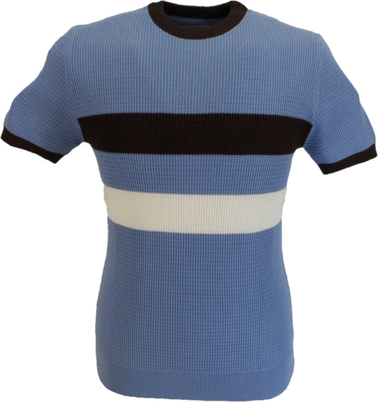 Ska & Soul Mens Sky Blue Stripe Front Waffle Pullover Tee