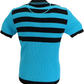 Ska & Soul Mens Hall Turquoise Blue Striped Waffle Knitted Polo Shirt