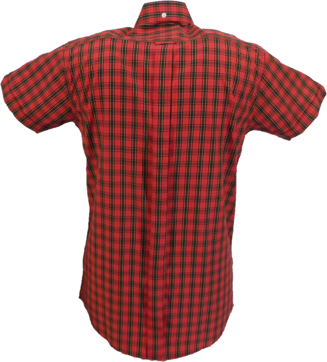 Relco Red Tartan 100% Cotton Short Sleeved Vintage Retro Mod Button Down Shirts