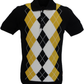 Trojan Records Black Argyle Fine Gauge Knitted Polo Shirt