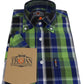Trojan Mens Lime Green Check 100% Cotton Short Sleeved Shirts and Pocket Square