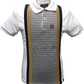 Trojan Records Mens Ecru Stripe Dogtooth Polo Shirt