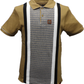 Trojan Records Mens Camel Brown Stripe Dogtooth Polo Shirt