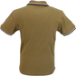 Trojan Records Camel Brown Jacquard Houndstooth Front Panel Polo Shirt