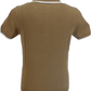 Trojan Records Mens Camel Brown Stripe Zipped Knitted Polo Shirt