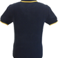 Trojan Records Mens Navy Blue Striped Zipped Knitted Polo Shirt