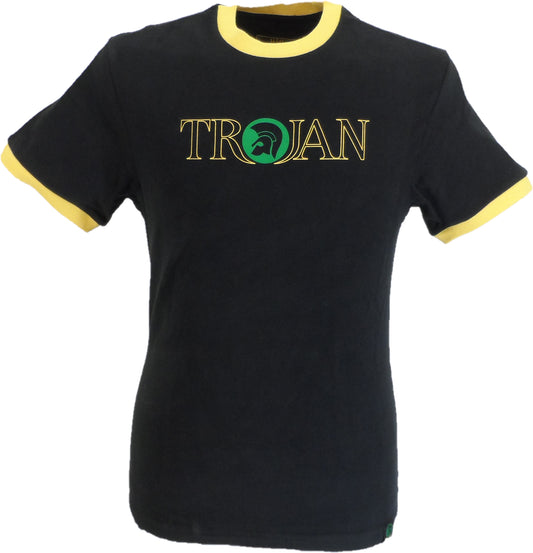 Schwarzes T-Shirt mit klassischem jamaikanischem Helmlogo Trojan Records aus 100 % Baumwolle