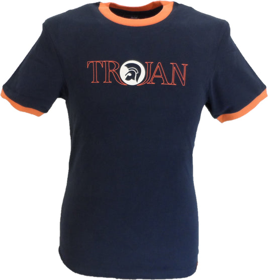 Marineblaues T-Shirt mit klassischem Helmlogo Trojan Records aus 100 % Baumwolle