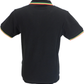 Trojan Records Mens Black with Rasta Twin Tipped Polo Shirt