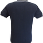 Trojan Records Mens Navy Blue Self Stripe Knitted Polo Shirt