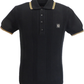 Trojan Records Herre Sort Selvstribet Strikket Poloshirt