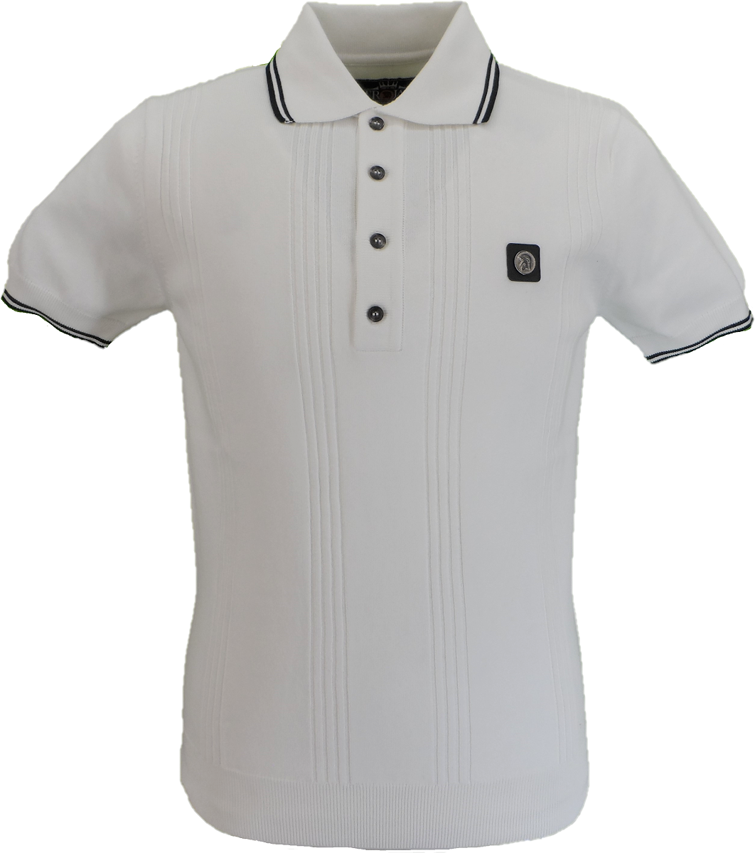 Trojan Records polo de punto color crudo con rayas para hombre