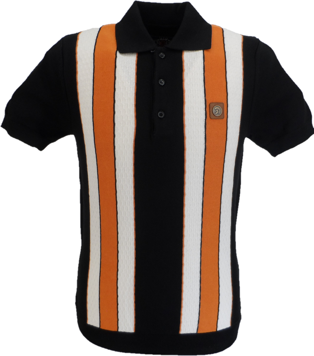 Trojan Records Black Textured Stripe Polo Shirts