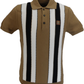 Trojan Records Camel Brown Textured Stripe Polo Shirts