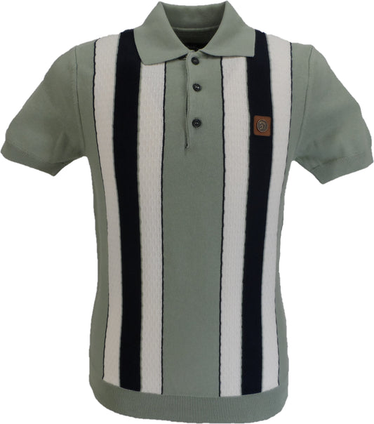 Trojan Records Sage Green Textured Stripe Polo Shirts