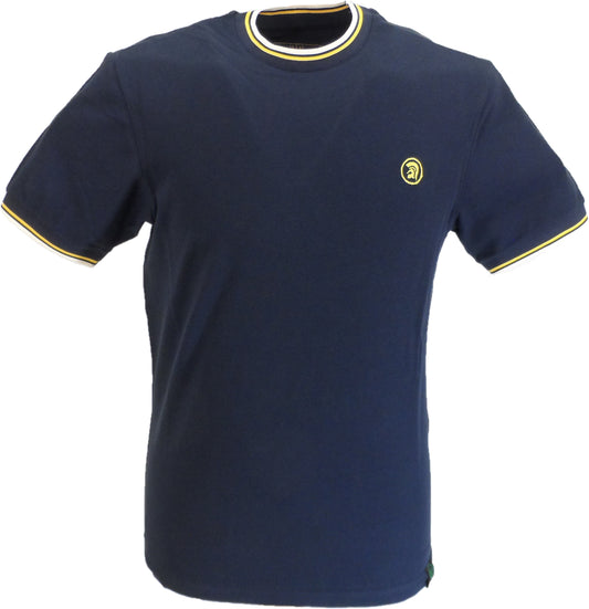 Trojan Herren-T-Shirt aus marineblauem Piqué mit zwei Spitzen