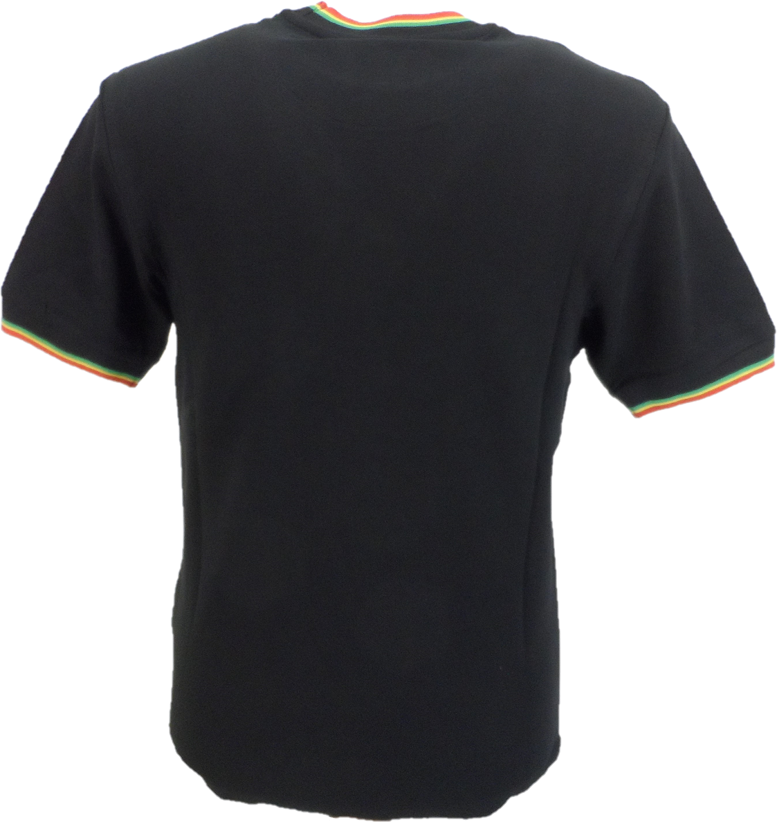 T-shirt piqué à double pointe rasta noir Trojan pour hommes