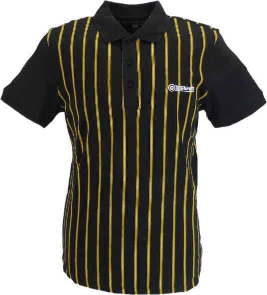 Lambretta Mens Black/Gold Pinstripe Polo Shirts