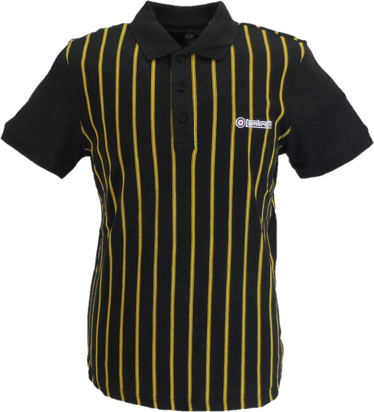 Lambretta Herren-Poloshirts mit Nadelstreifen in Schwarz/Gold