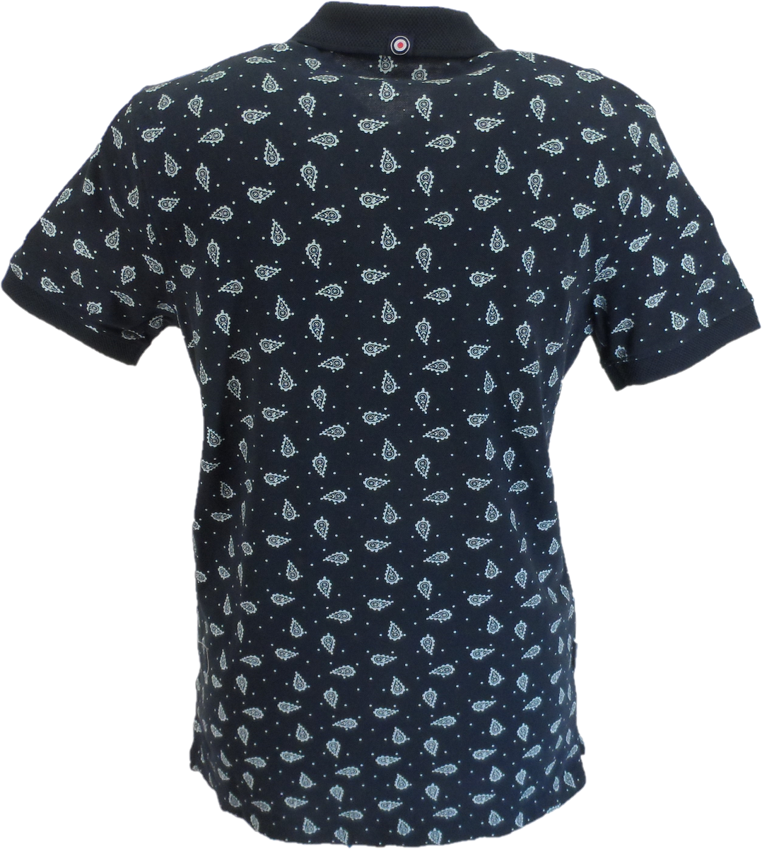 Lambretta Navy/Sky Paisley Print Cotton Polo Shirts