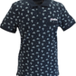Lambretta Navy/Sky Paisley Print Cotton Polo Shirts