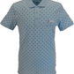 Lambretta Sky/Navy Target Print Cotton Polo Shirts