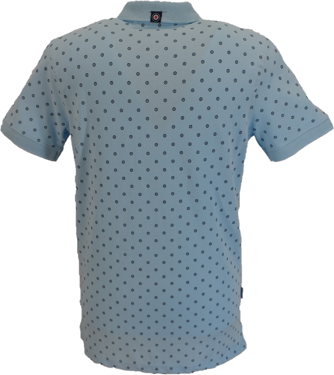 Lambretta Sky/Navy Target Print Cotton Polo Shirts