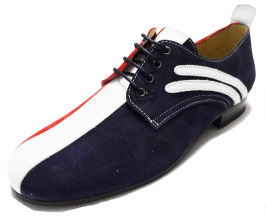 Chaussures mod en cuir rouge, blanc et bleu
