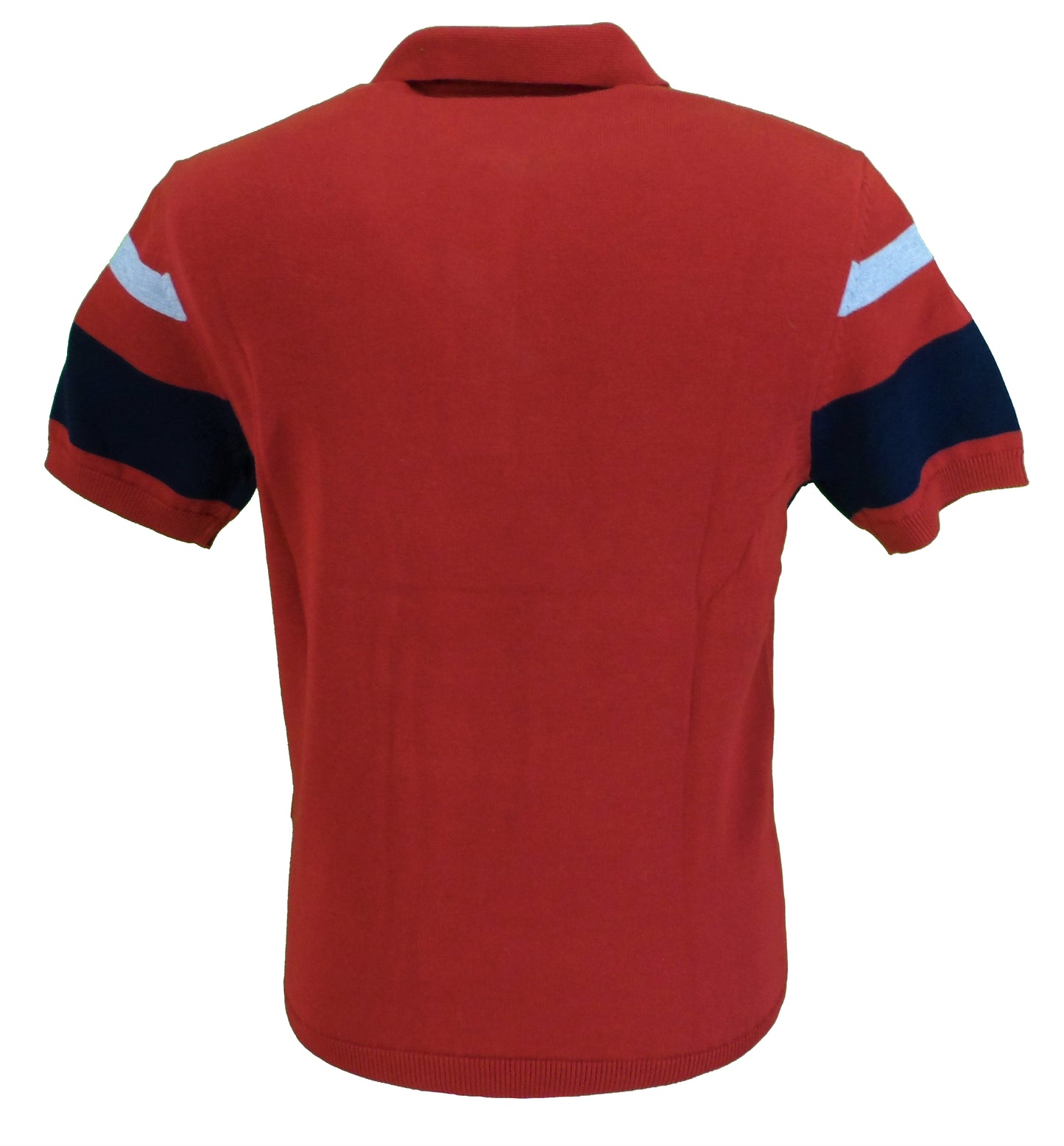 Ben Sherman Ruby Red Knitted Striped Retro Polo Shirt