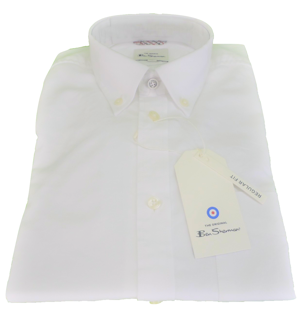 Camicie da uomo oxford bianche a maniche corte in cotone 100% Ben Sherman