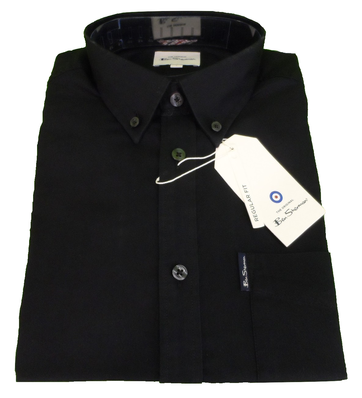 Schwarze Oxford-Kurzarmhemden von Ben Sherman aus 100 % Baumwolle