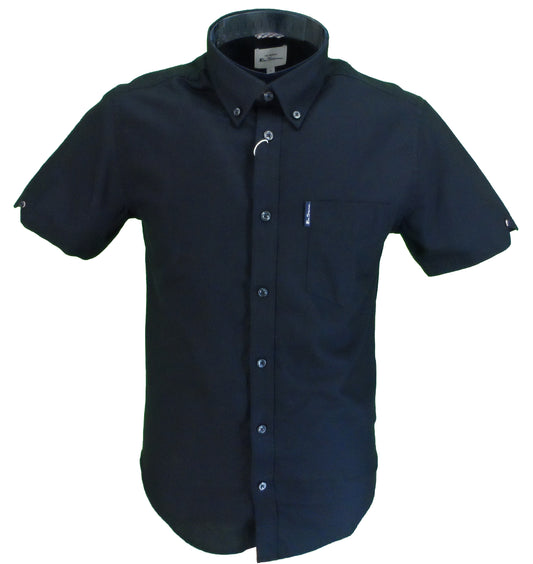 Ben Sherman Camisas Oxford negras de manga corta para hombre 100% algodón