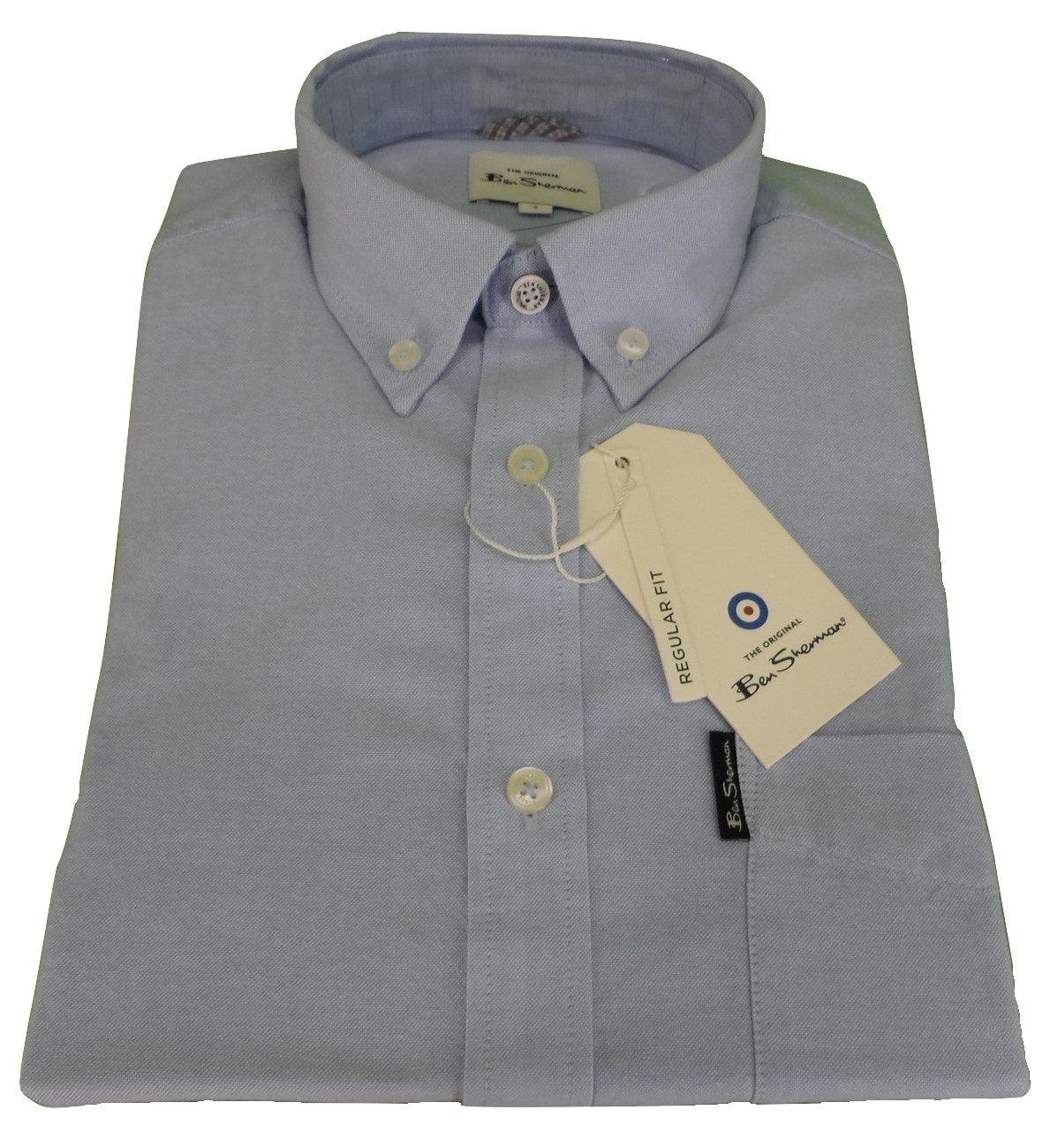 Camicie da uomo Ben Sherman blu oxford a maniche corte in cotone 100%.