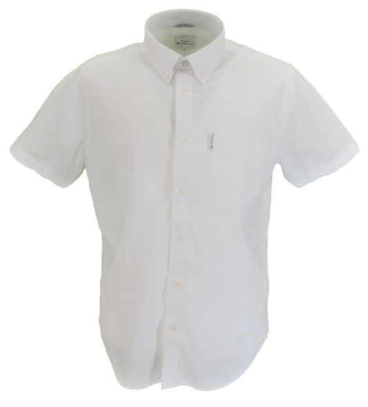قمصان Ben Sherman للرجال باللون الأبيض أكسفورد بأكمام قصيرة 100% قطن