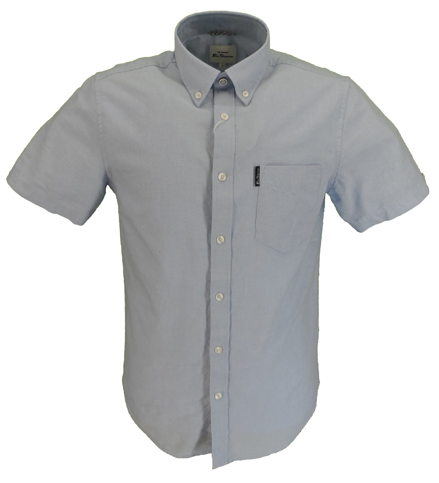 Camicie da uomo Ben Sherman blu oxford a maniche corte in cotone 100%.