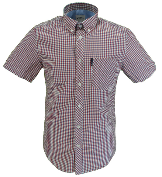 Ben Sherman Mens Red Gingham Check Short Sleeved Shirts …