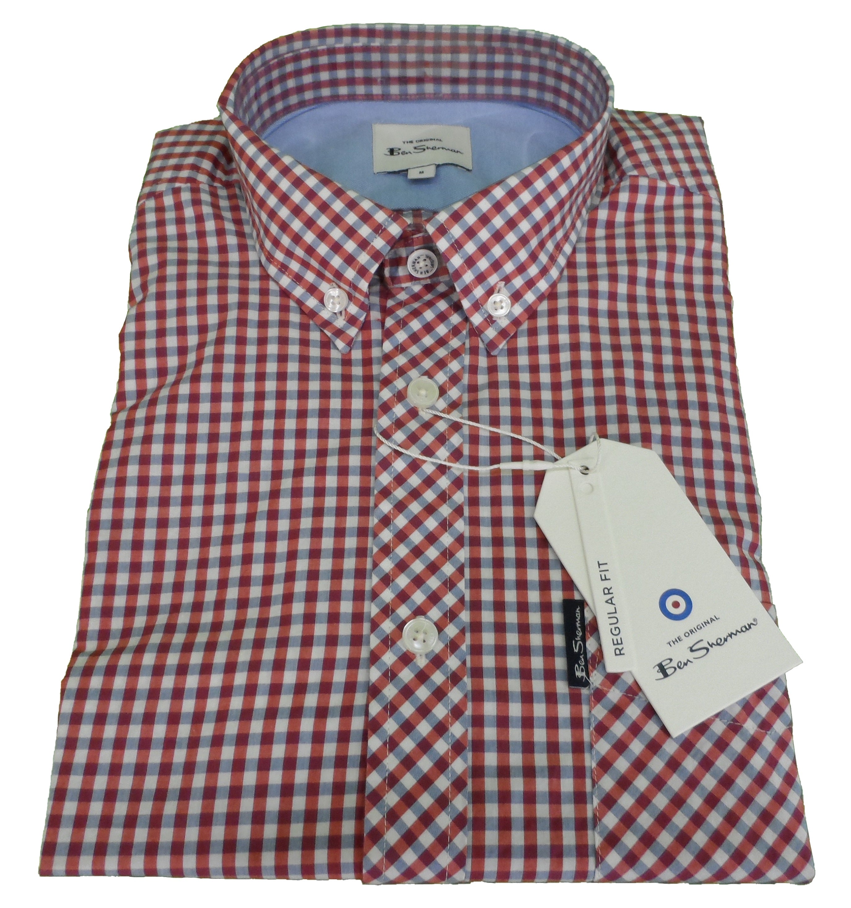 Camicia Mod da uomo a quadri a quadretti rossi Ben Sherman