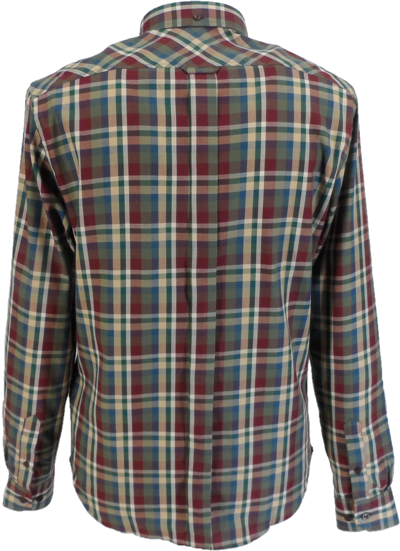 Ben Sherman Mens Loden Green Check Long Sleeved Shirts