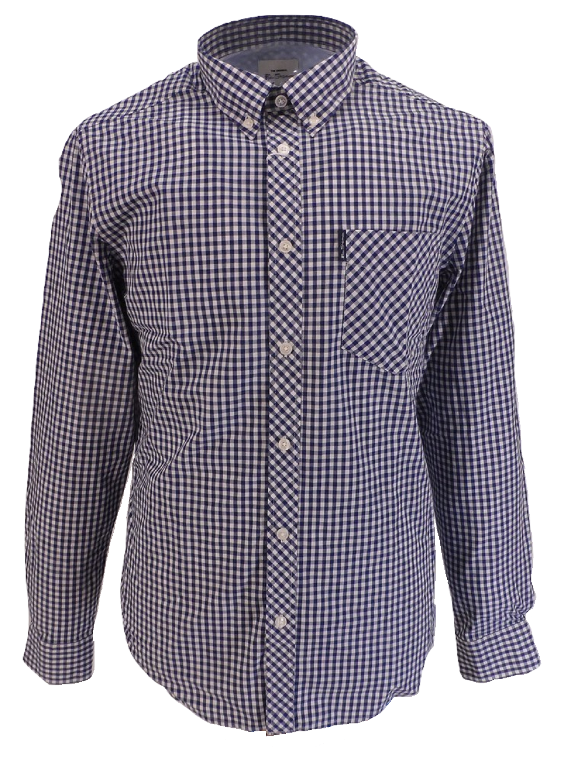 Camicia classica da uomo a maniche lunghe a quadretti blu Ben Sherman