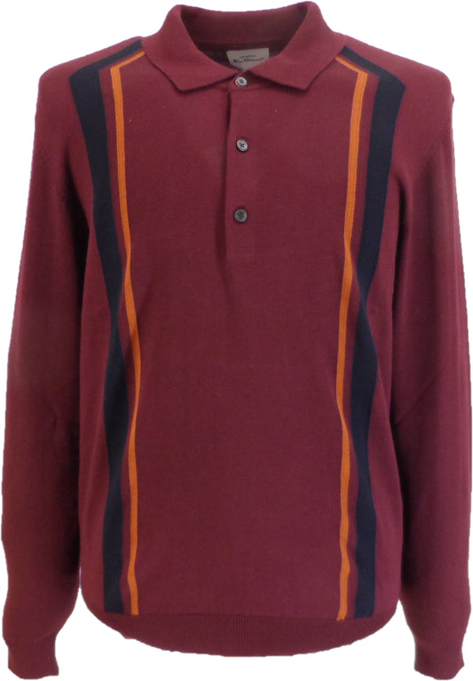 Ben Sherman Port Knitted Striped Long Sleeved Polo Shirt