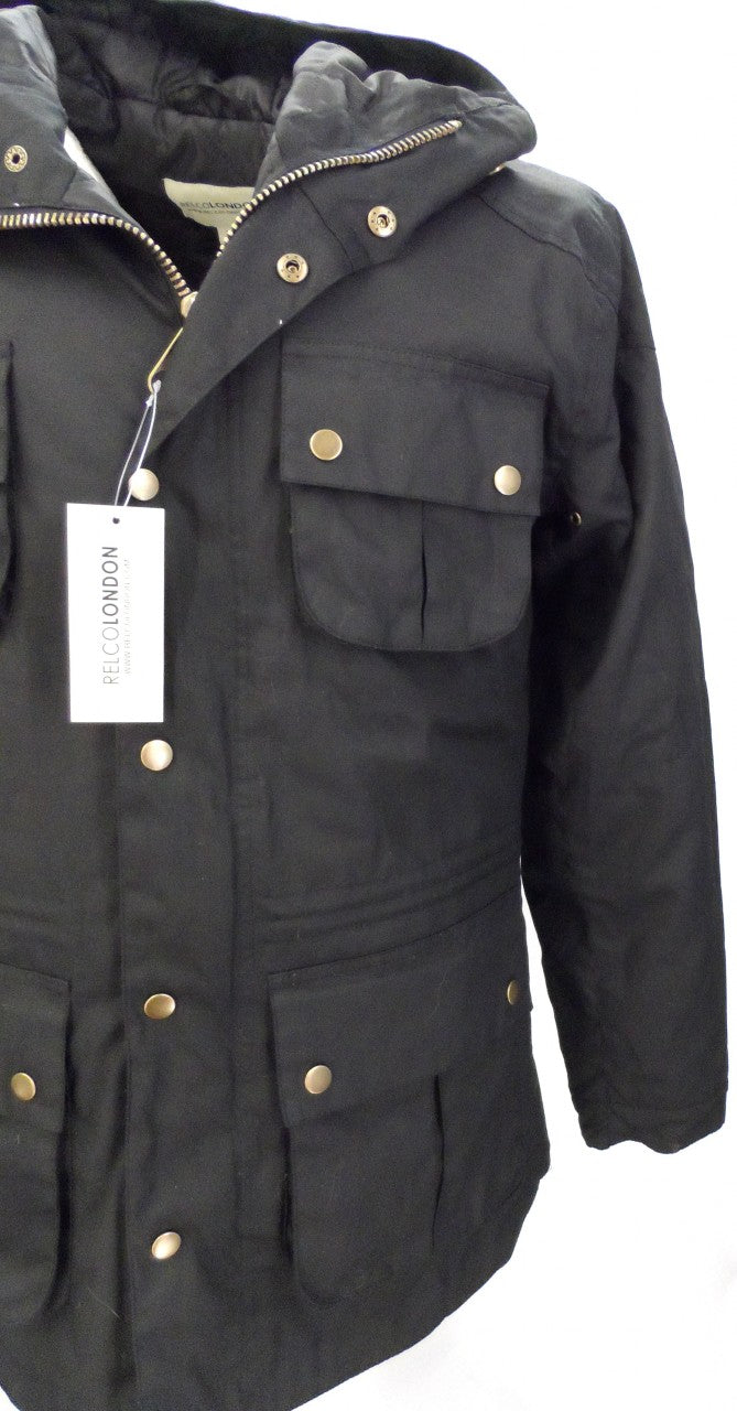 Relco Black Waxed Military Style Coats