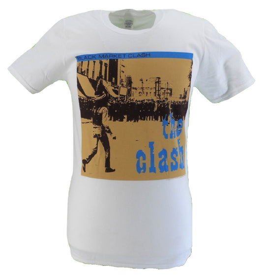 Camiseta blanca oficial The Clash Black Market Choque para hombre