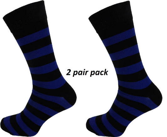 Schwarz/Marineblau Gestreifte Retro Socks Im 2Er-Pack Für Herren