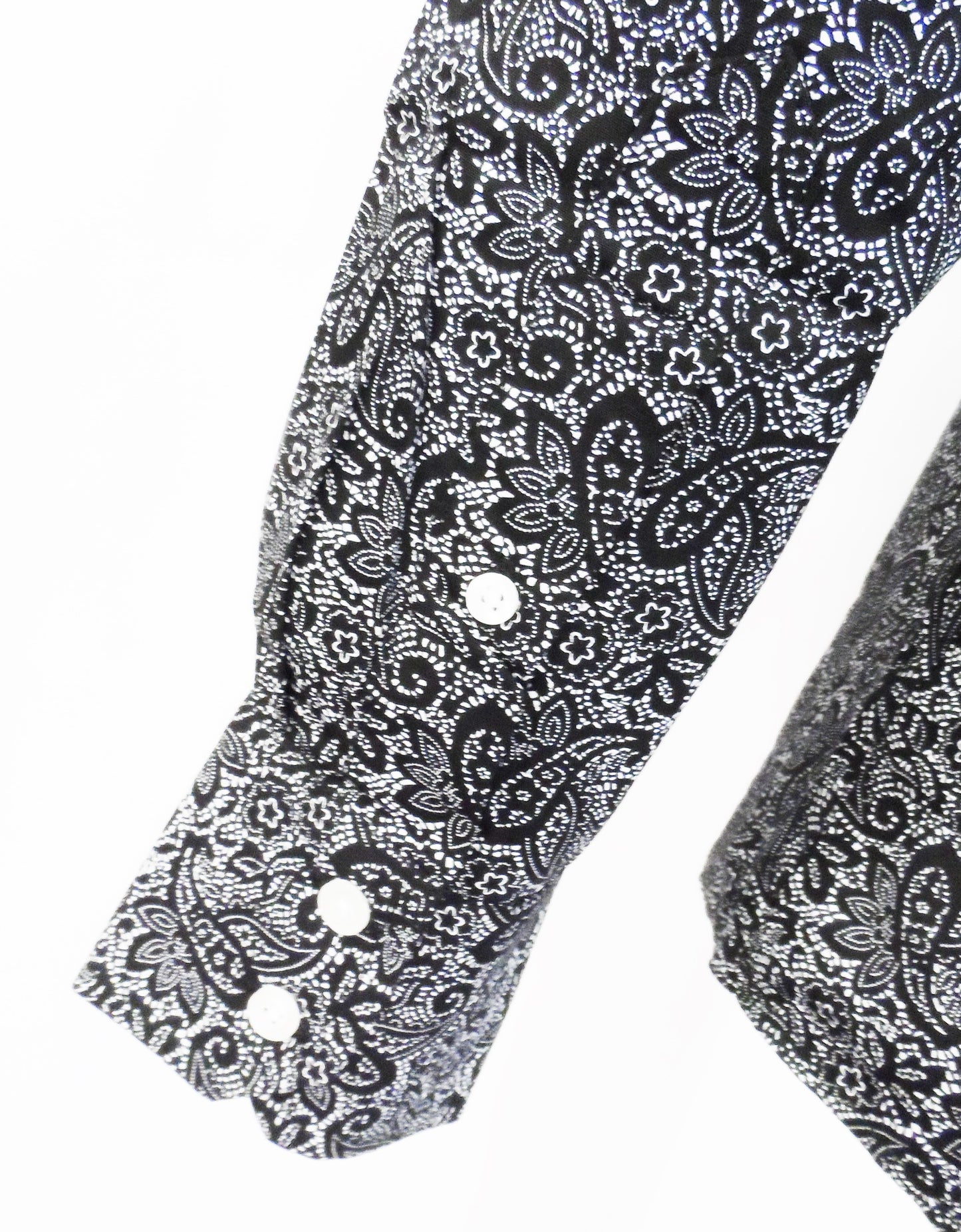 Relco Black Paisley Cotton Long Sleeved Retro Mod Button Down Shirts