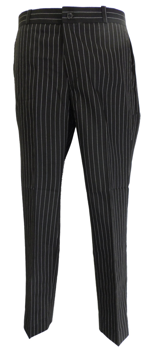 Pinstriped Black 60S 70S Retro Mod Vintage Sta Press Trousers