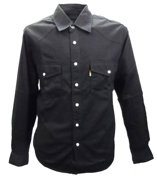 Chemise en jean noire de style occidental Duke pour hommes